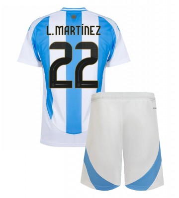 Argentina Lautaro Martinez #22 Hjemmebanesæt Børn Copa America 2024 Kort ærmer (+ korte bukser)